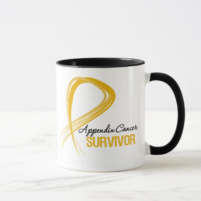 Grunge Ribbon Appendix Cancer Survivor Mug (Right)