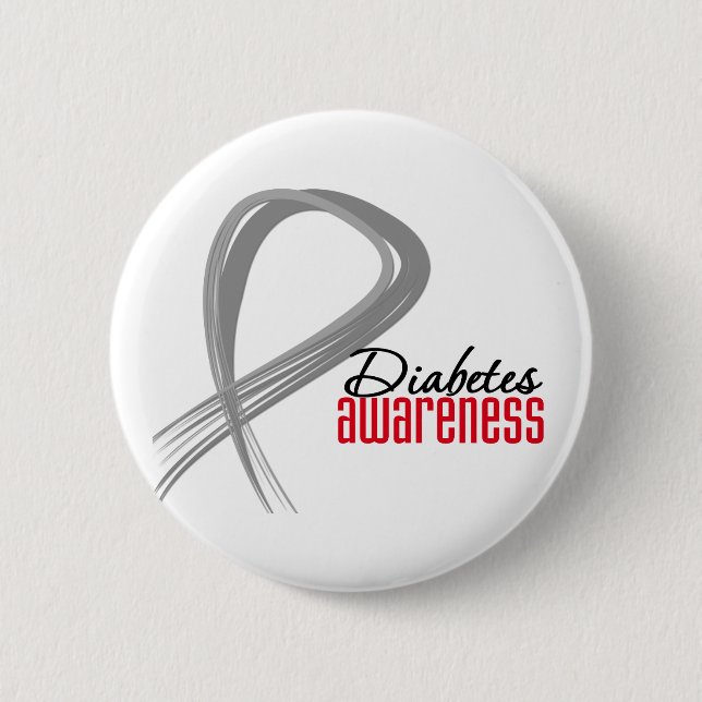 Grunge Ribbon Diabetes Awareness 6 Cm Round Badge (Front)