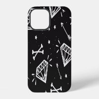 Grunge rock: diamonds, bones pattern.