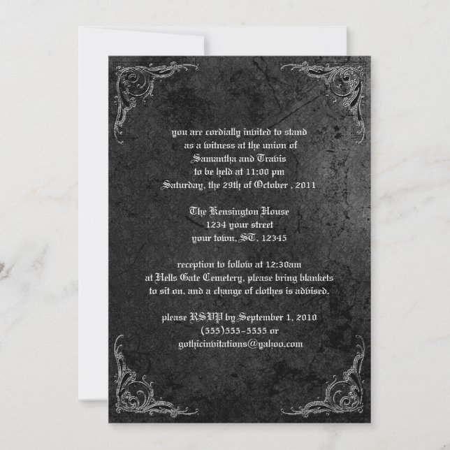 Grunge Rose Damask Gothic Invitation (Front)