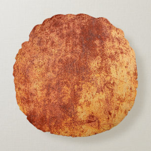 Grunge rusted metal texture, rust and oxidised met round cushion