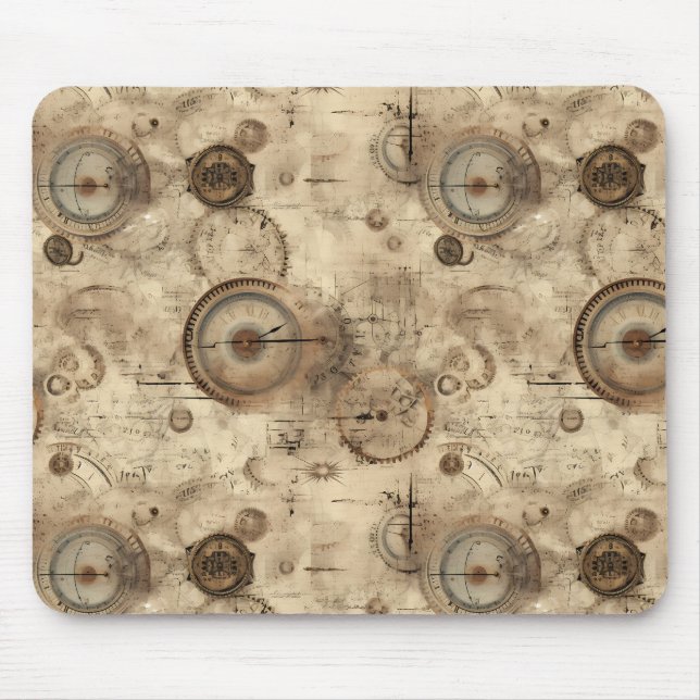 Grunge Rustic Steampunk Clock (11) Mouse Pad (Front)