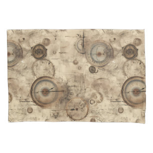Grunge Rustic Steampunk Clock (11) Pillowcase