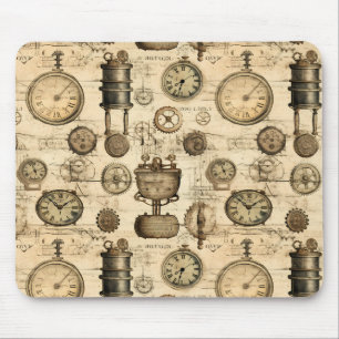 Grunge Rustic Steampunk Clock (14) Mouse Pad