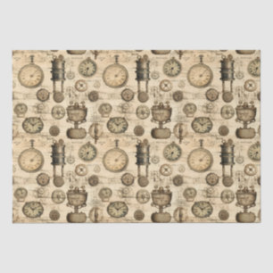 Grunge Rustic Steampunk Clock (14) Tissue Paper