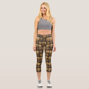 Grunge Rustic Steampunk Clock (15) Capri Leggings