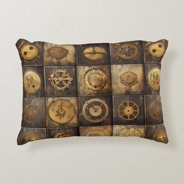 Grunge Rustic Steampunk Clock (15) Decorative Cushion (Front)