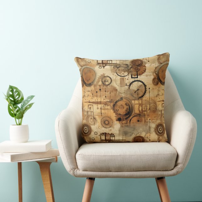 Grunge Rustic Steampunk Clock (1) Cushion (Chair)