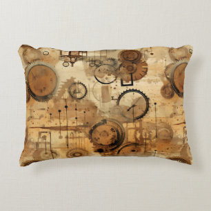 Grunge Rustic Steampunk Clock (1) Decorative Cushion