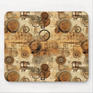 Grunge Rustic Steampunk Clock (1) Mouse Pad