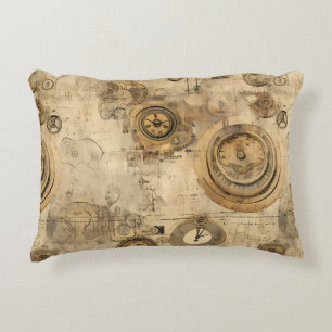 Grunge Rustic Steampunk Clock (2) Decorative Cushion