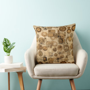 Grunge Rustic Steampunk Clock (4) Cushion