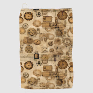 Grunge Rustic Steampunk Clock (4) Golf Towel