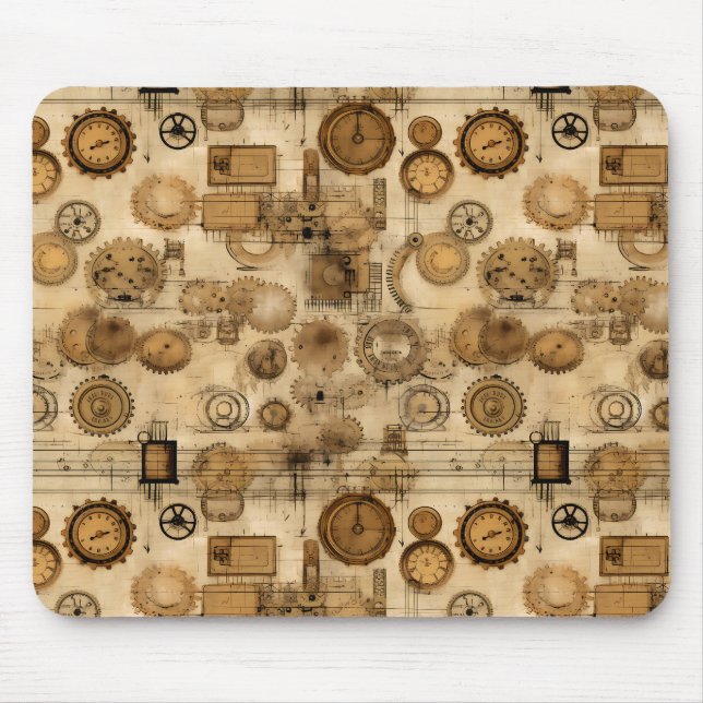 Grunge Rustic Steampunk Clock (4) Mouse Pad (Front)