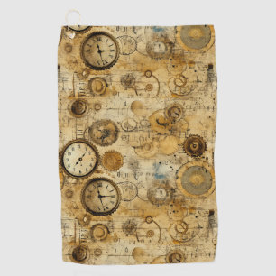 Grunge Rustic Steampunk Clock (5) Golf Towel
