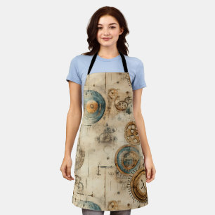 Grunge Rustic Steampunk Clock (7) Apron