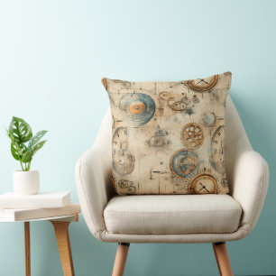 Grunge Rustic Steampunk Clock (7) Cushion