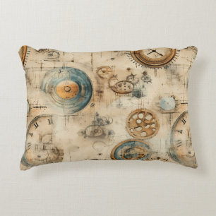 Grunge Rustic Steampunk Clock (7) Decorative Cushion
