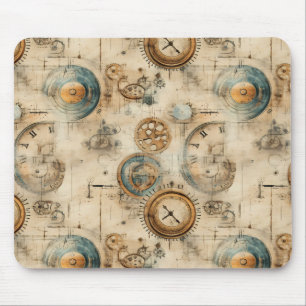Grunge Rustic Steampunk Clock (7) Mouse Pad
