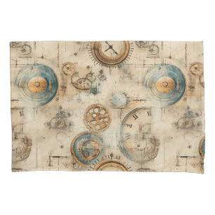 Grunge Rustic Steampunk Clock (7) Pillowcase