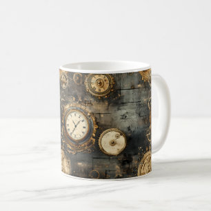 Grunge Rustic Steampunk Clock (8) Coffee Mug