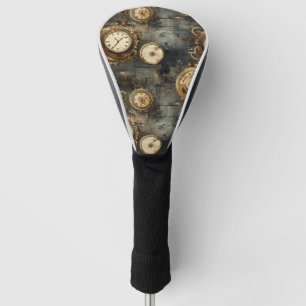 Grunge Rustic Steampunk Clock (8) Golf Head Cover