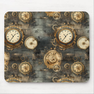 Grunge Rustic Steampunk Clock (8) Mouse Pad