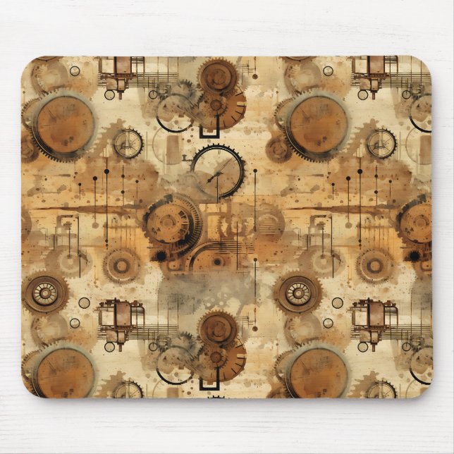 Grunge Rustic Steampunk Clock Mouse Pad (Front)