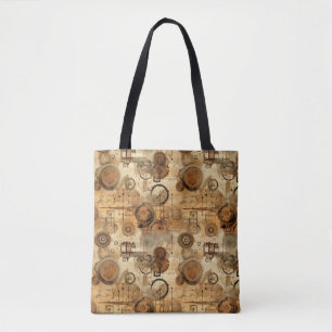 Grunge Rustic Steampunk Clock Tote Bag