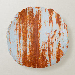 grunge rusty steel wall background and texture round cushion