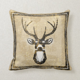 Grunge Sand Camo Buck Deer Pillow