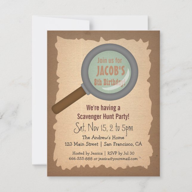 Grunge Scavenger Hunt Birthday Party Invitations (Front)
