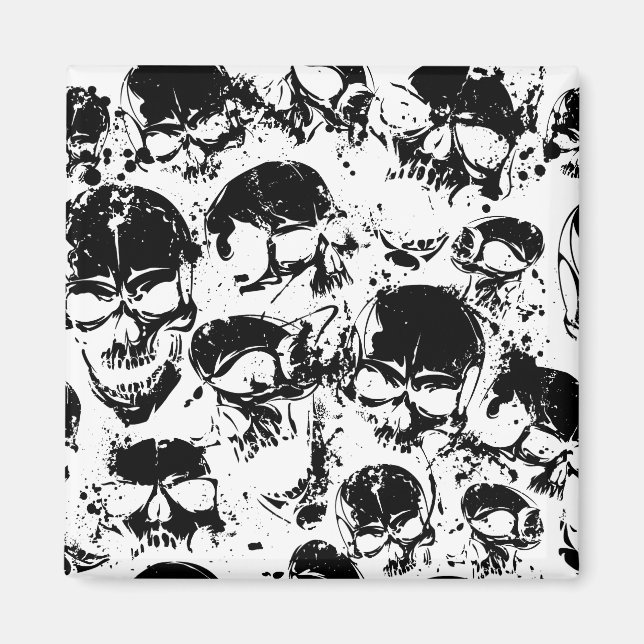 Grunge sculls print magnet (Front)