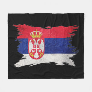 Grunge Serbian flag, Brush stroke, Serbia flag Fleece Blanket