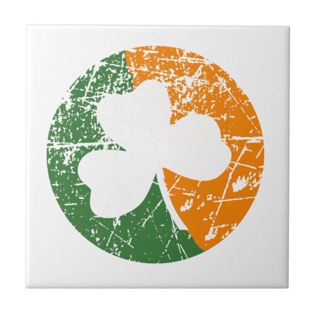 Grunge Shamrock Ceramic Tile (Front)