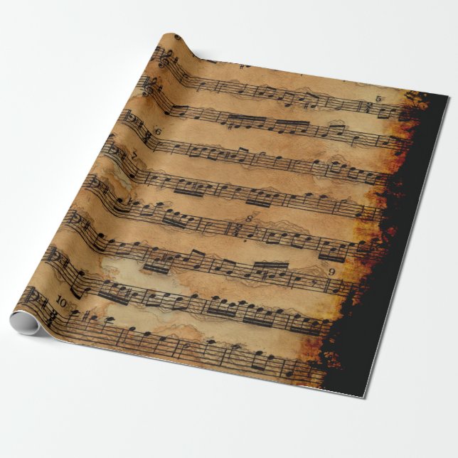 Grunge Sheet Music Music-lover's Wrapping Paper (Unrolled)