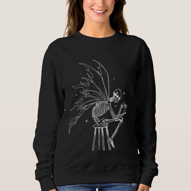 Grunge Skeleton Fairy Butterfly Fairycore Aestheti Sweatshirt (Front)