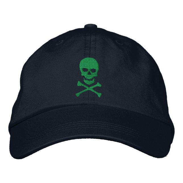 Grunge Skull and Crossbones Embroidered Cap (Front)