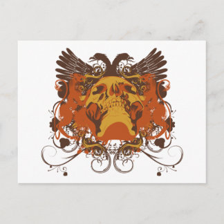 Grunge Skull and Wings Coat Of Arms Postcard