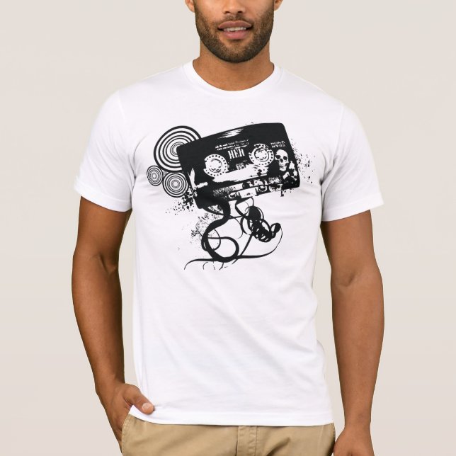Grunge Skull Audio Tape T-Shirt (Front)