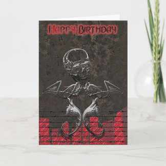 Grunge Skull Birthday Card