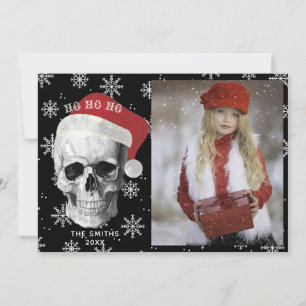 Grunge Skull Santa Photo Holiday Card