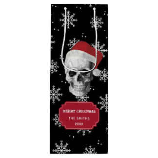 Grunge Skull Santa Wine Gift Bag