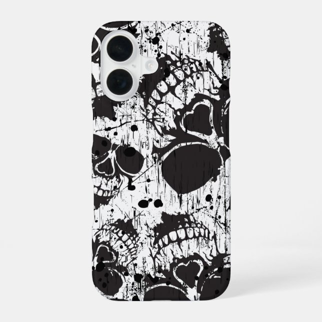 grunge skulls iPhone 16 case (Back)