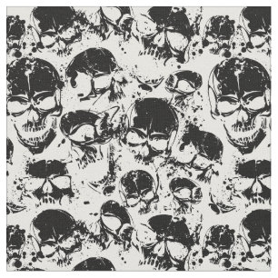 grunge skulls print fabric