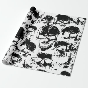 grunge skulls print wrapping paper
