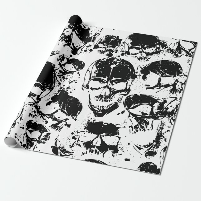 grunge skulls print wrapping paper (Unrolled)
