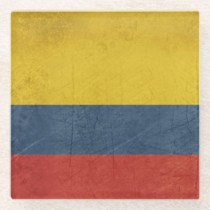 Grunge sovereign state flag of country of glass coaster