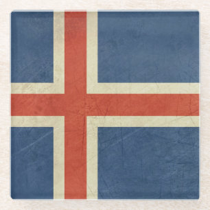 Grunge sovereign state flag of Iceland Glass Coaster
