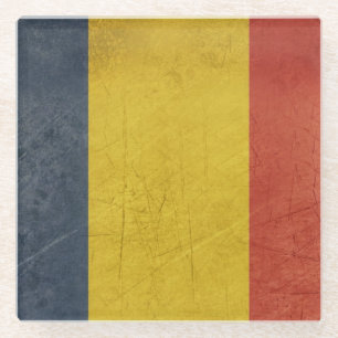 Grunge sovereign state flag of Romania Glass Coaster